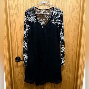 Maurices Black Dress with White Floral Accents